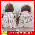 High quality and safety Japan used handmade pink cow leather tassels shoes kids girl sandal